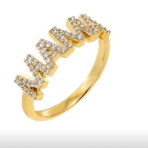 Adina Eden  'MAMA' Ring with Pave Crystals NEW